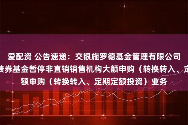 爱配资 公告速递：交银施罗德基金管理有限公司关于交银丰盈收益债券基金暂停非直销销售机构大额申购（转换转入、定期定额投资）业务