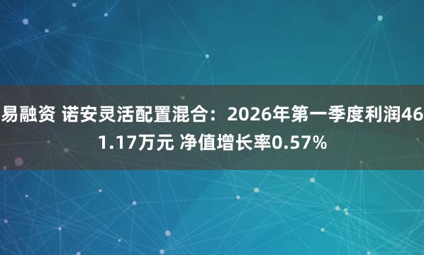 易融资 诺安灵活配置混合：2026年第一季度利润461.17万元 净值增长率0.57%